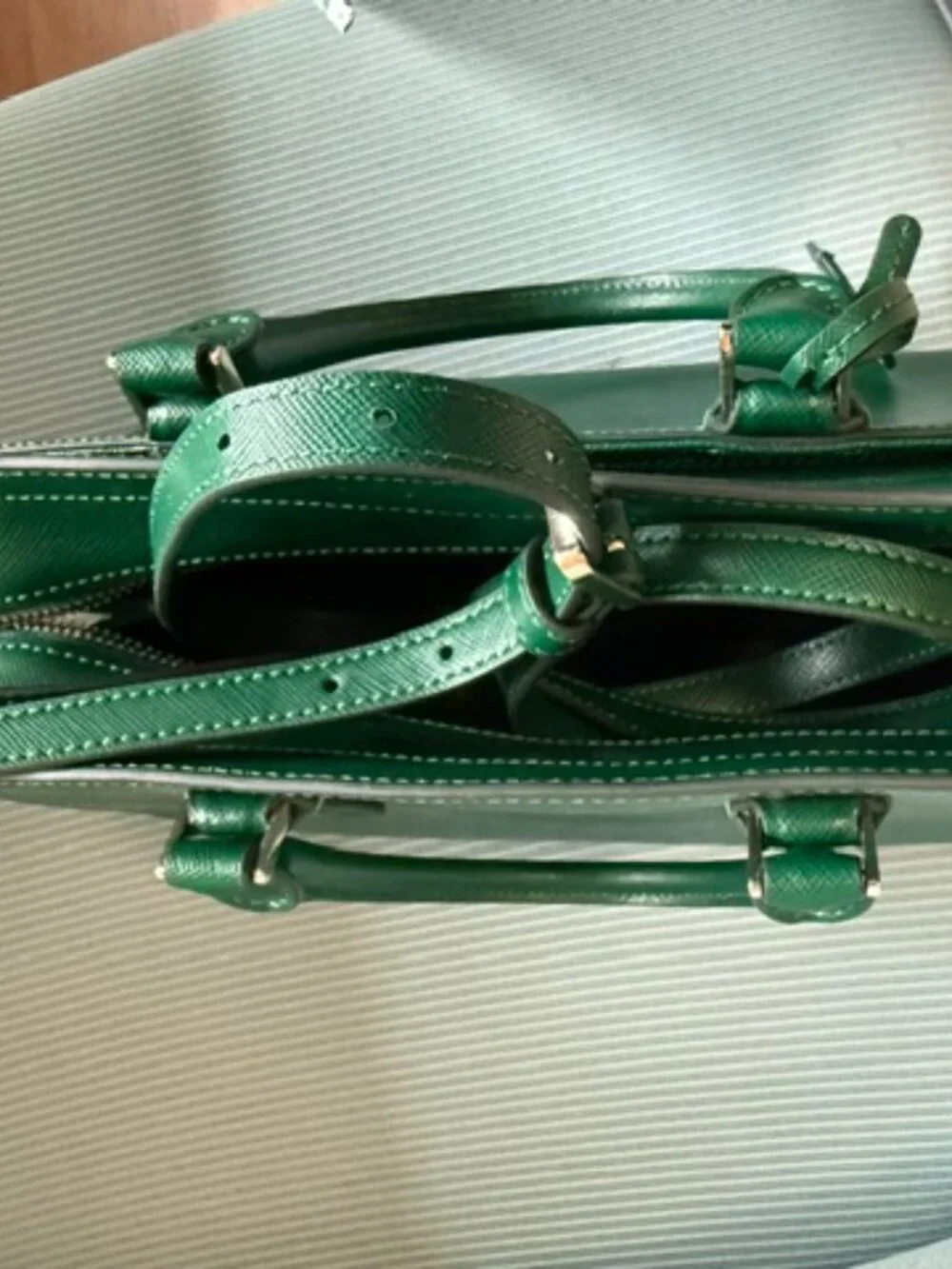 Kate Spade Satchel Staci Saffiano Leather -Crossbody Satchel- Green-EUC